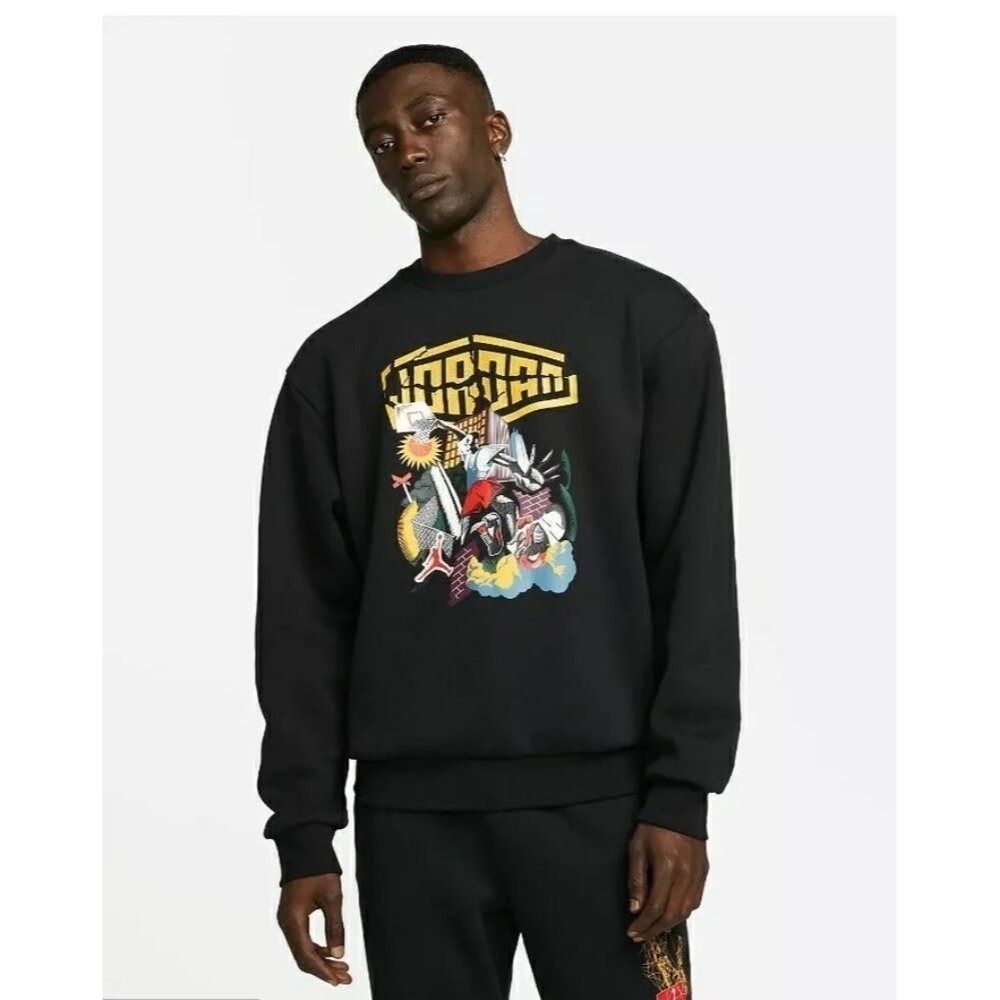 Jordan Brand‎ Crewneck Sweatshirt Mens XL Black Graphic Pullover DC9615-010 - Picture 10 of 10